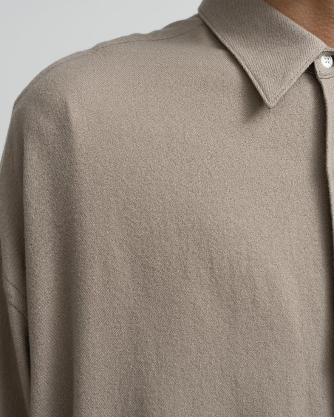 Graphpaper * GM253-50385 Extra Fine Wool Viyella Oversized Regular Collar Shirt(3色展開)