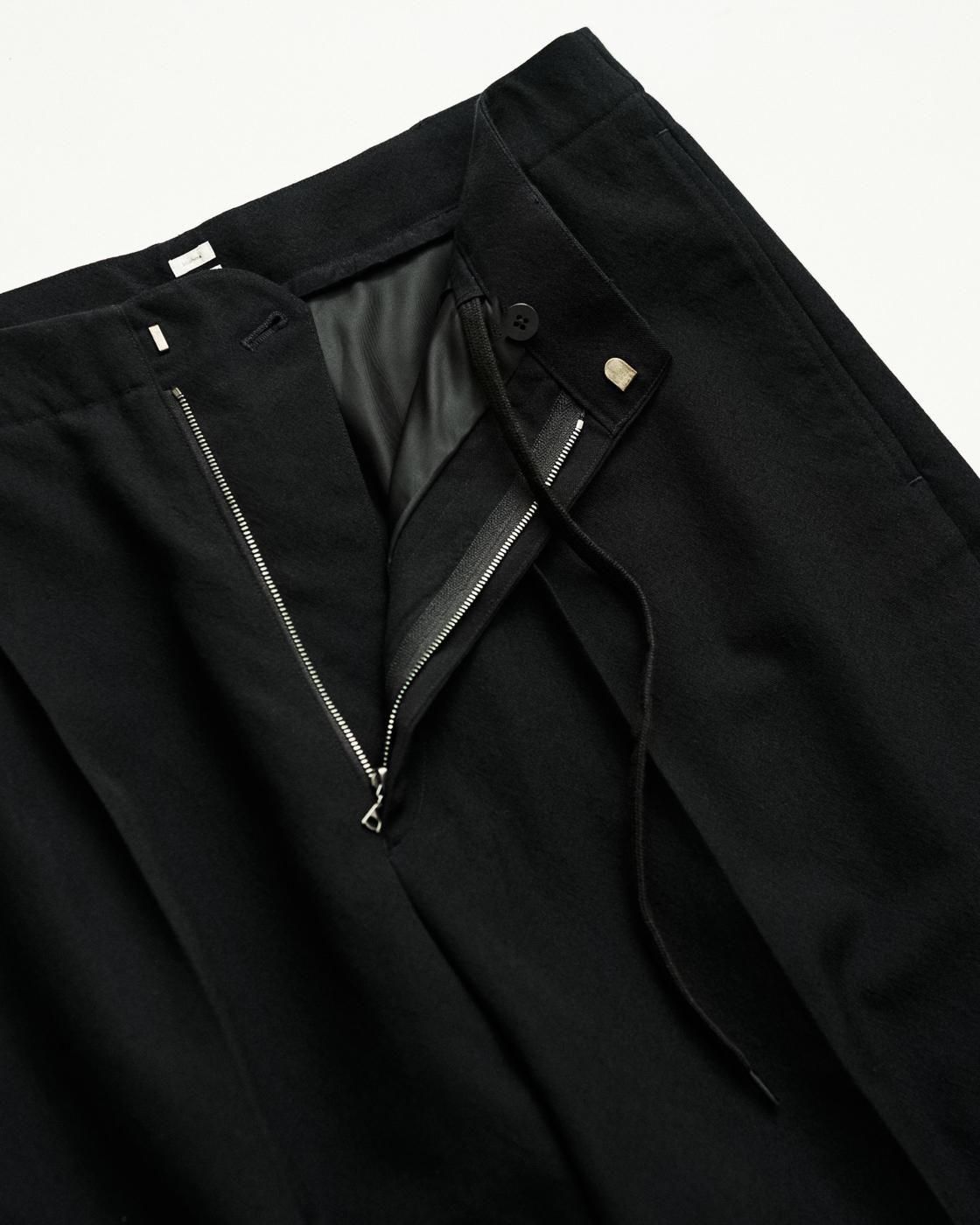 blurhms for FreshService * BHS25FFS001 WOOL GABARDINE WIDE EASY SLACKS FS * BlackNavy