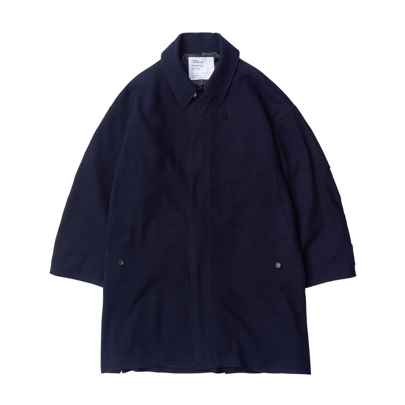 UNTRACE * _187 Soutien Collar Melton Coat * Dark Navy