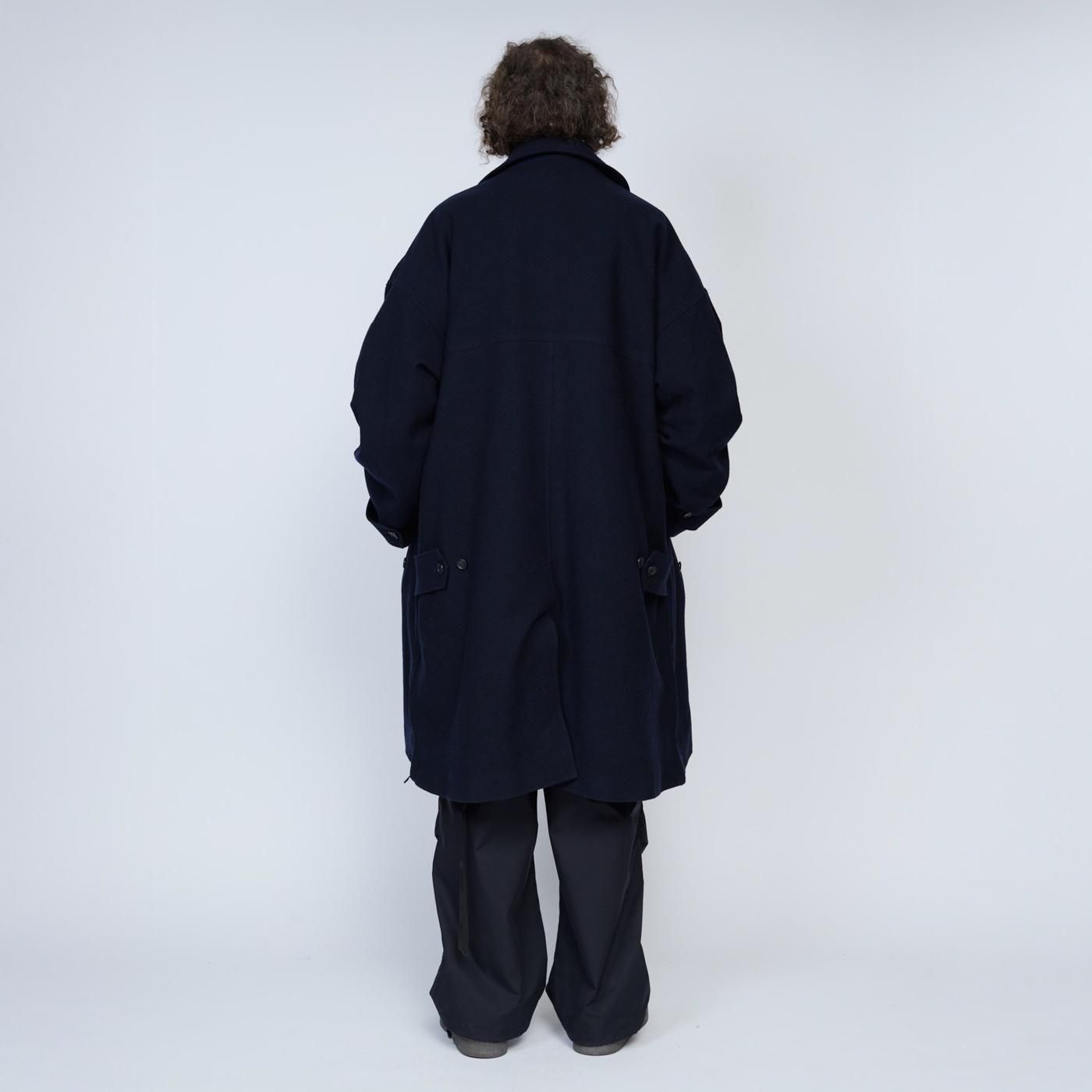 UNTRACE * _187 Soutien Collar Melton Coat * Dark Navy