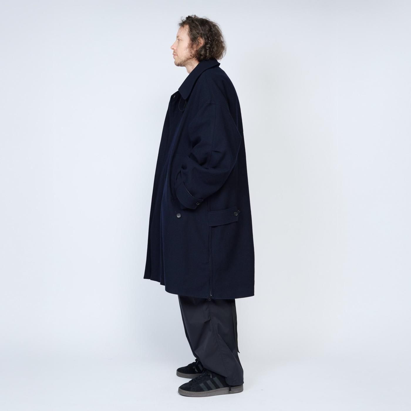 UNTRACE * _187 Soutien Collar Melton Coat * Dark Navy