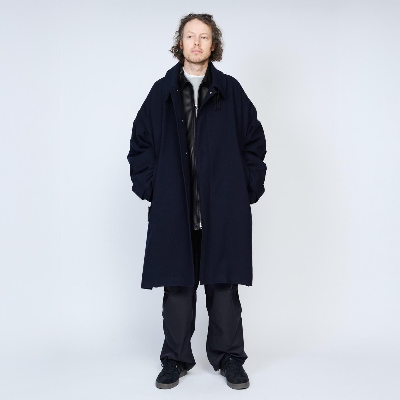 UNTRACE * _187 Soutien Collar Melton Coat * Dark Navy