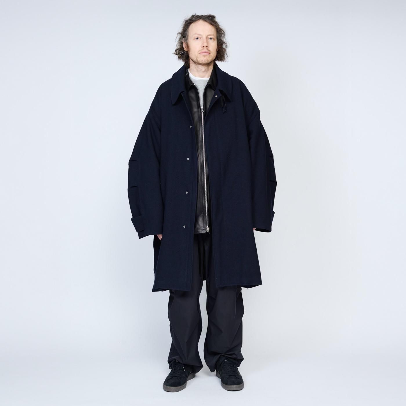 UNTRACE * _187 Soutien Collar Melton Coat * Dark Navy