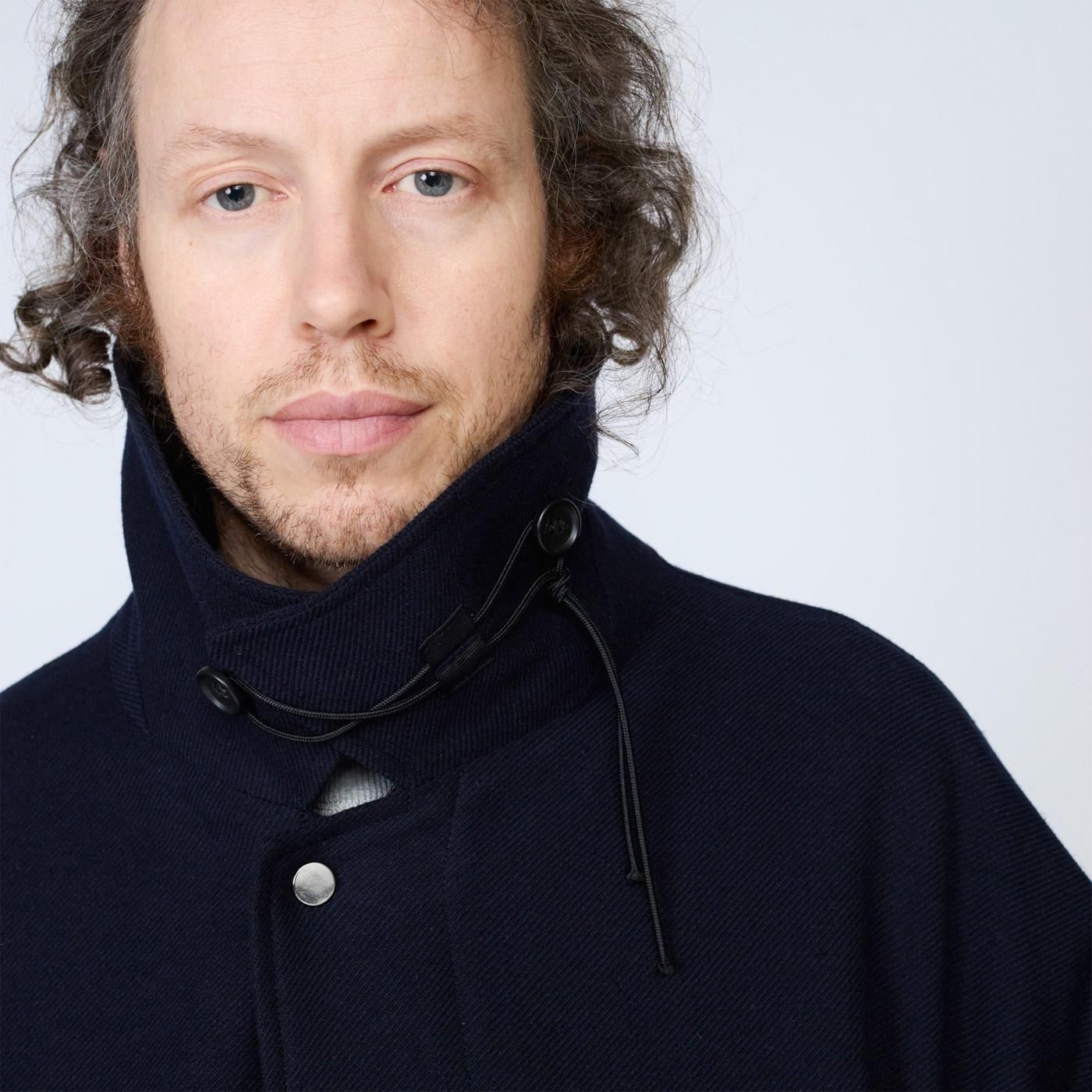 UNTRACE * _187 Soutien Collar Melton Coat * Dark Navy