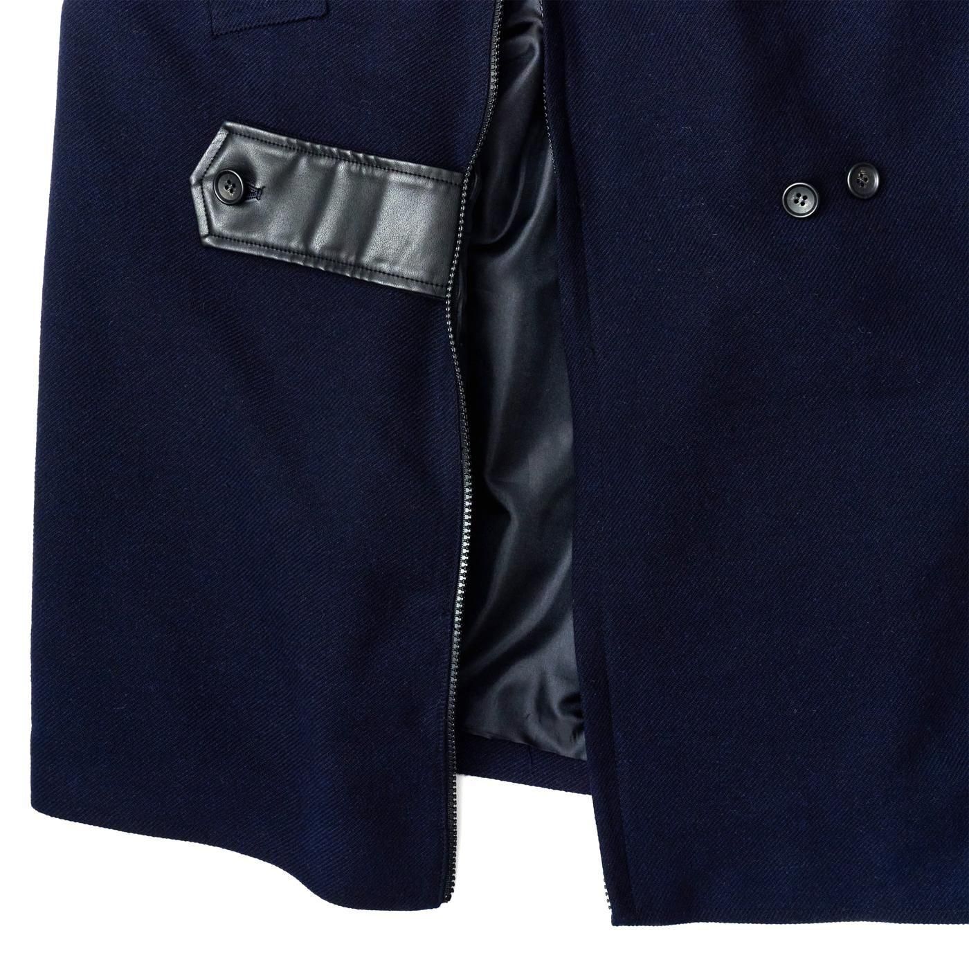 UNTRACE * _187 Soutien Collar Melton Coat * Dark Navy