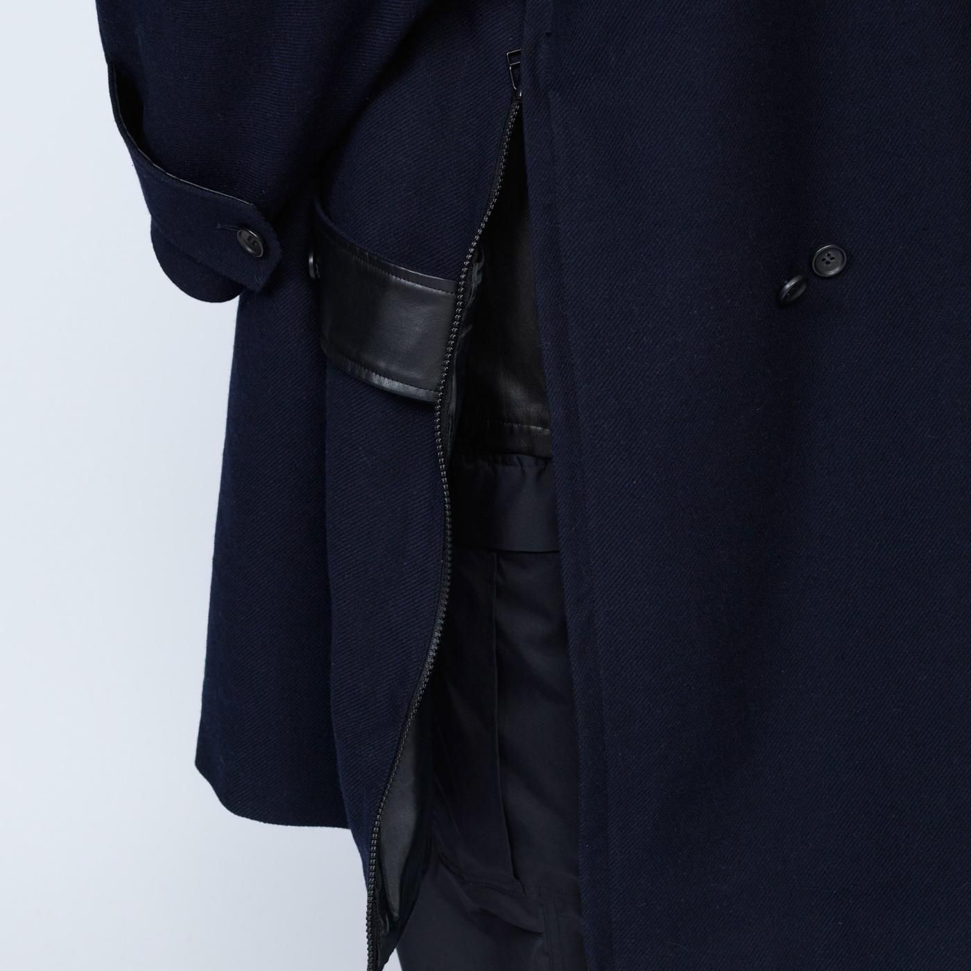 UNTRACE * _187 Soutien Collar Melton Coat * Dark Navy