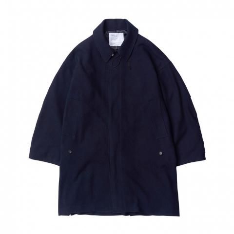 UNTRACE * _187 Soutien Collar Melton Coat * Dark Navy
