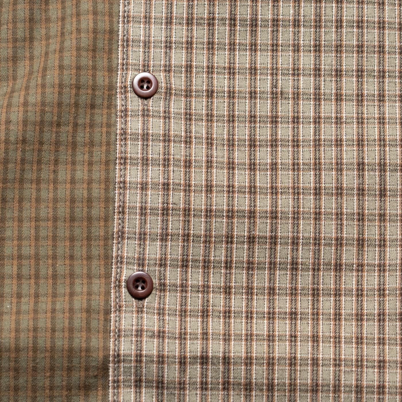 COMME des GARCONS HOMME * HP-B021 Cotton Flannel Check Shirt * Khaki/Brown