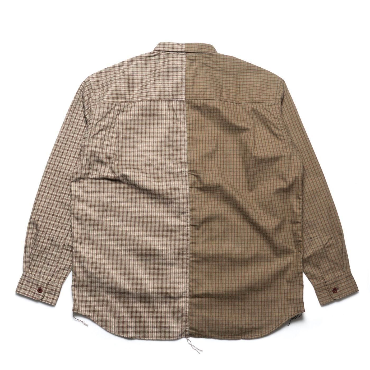 COMME des GARCONS HOMME * HP-B021 Cotton Flannel Check Shirt * Khaki/Brown