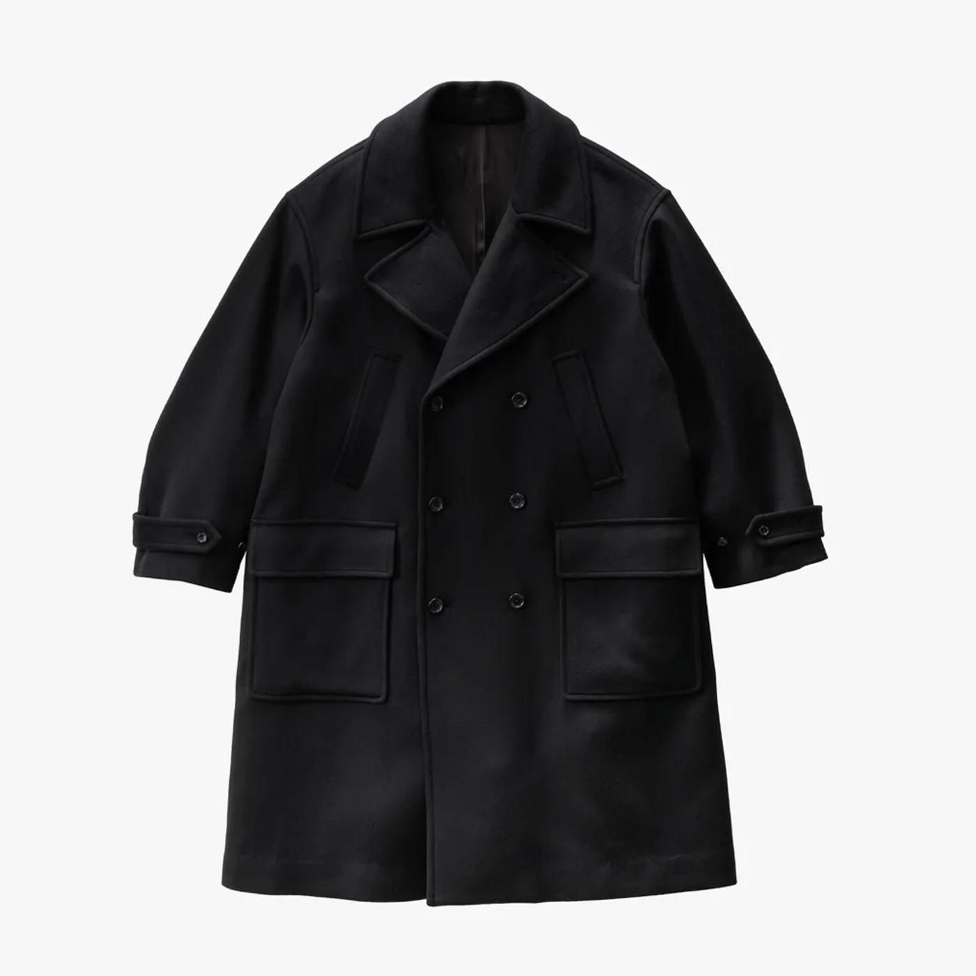Graphpaper * GM253-10266B Light Melton Pea Coat * Black | public