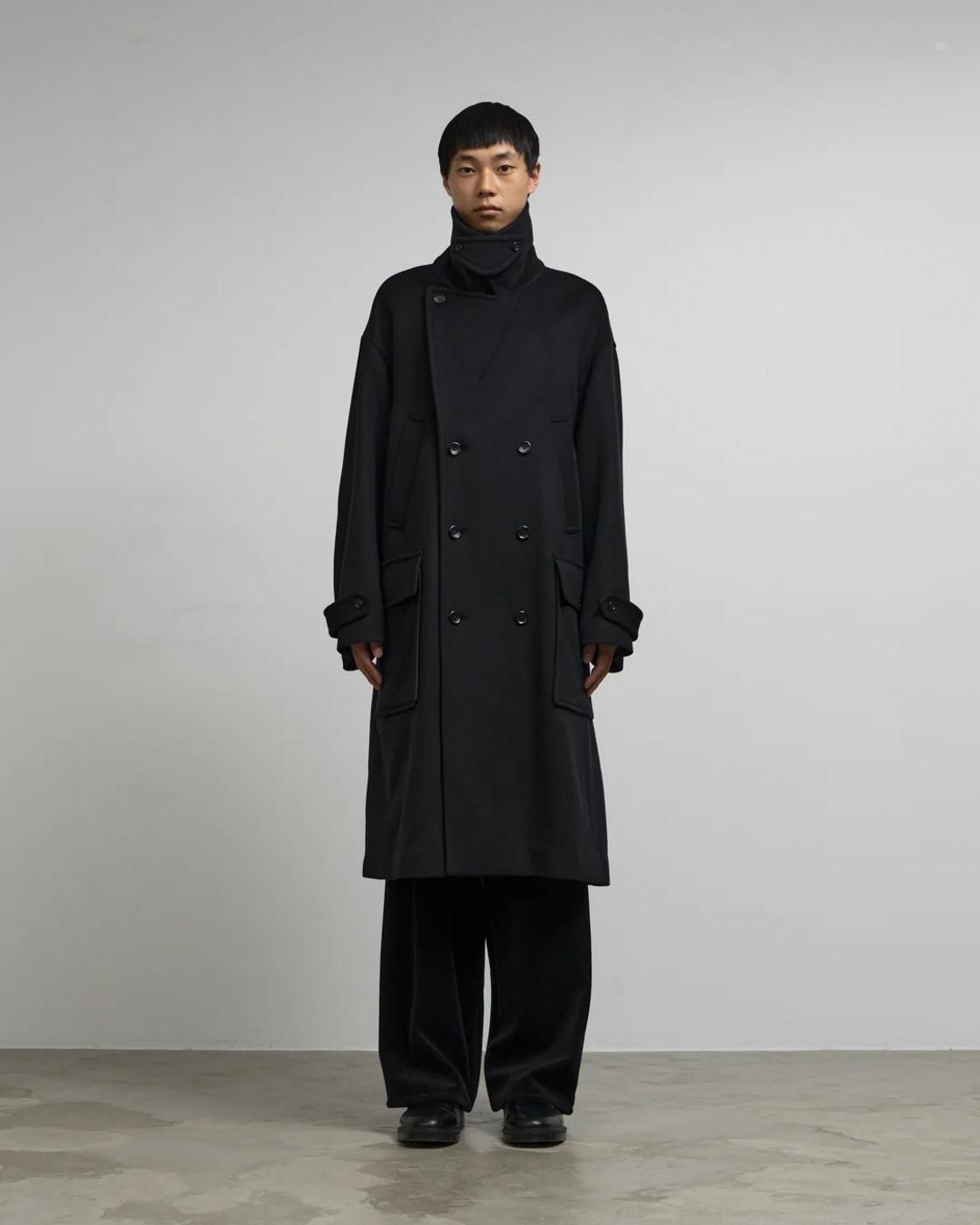 Graphpaper * GM253-10266B Light Melton Pea Coat * Black | public