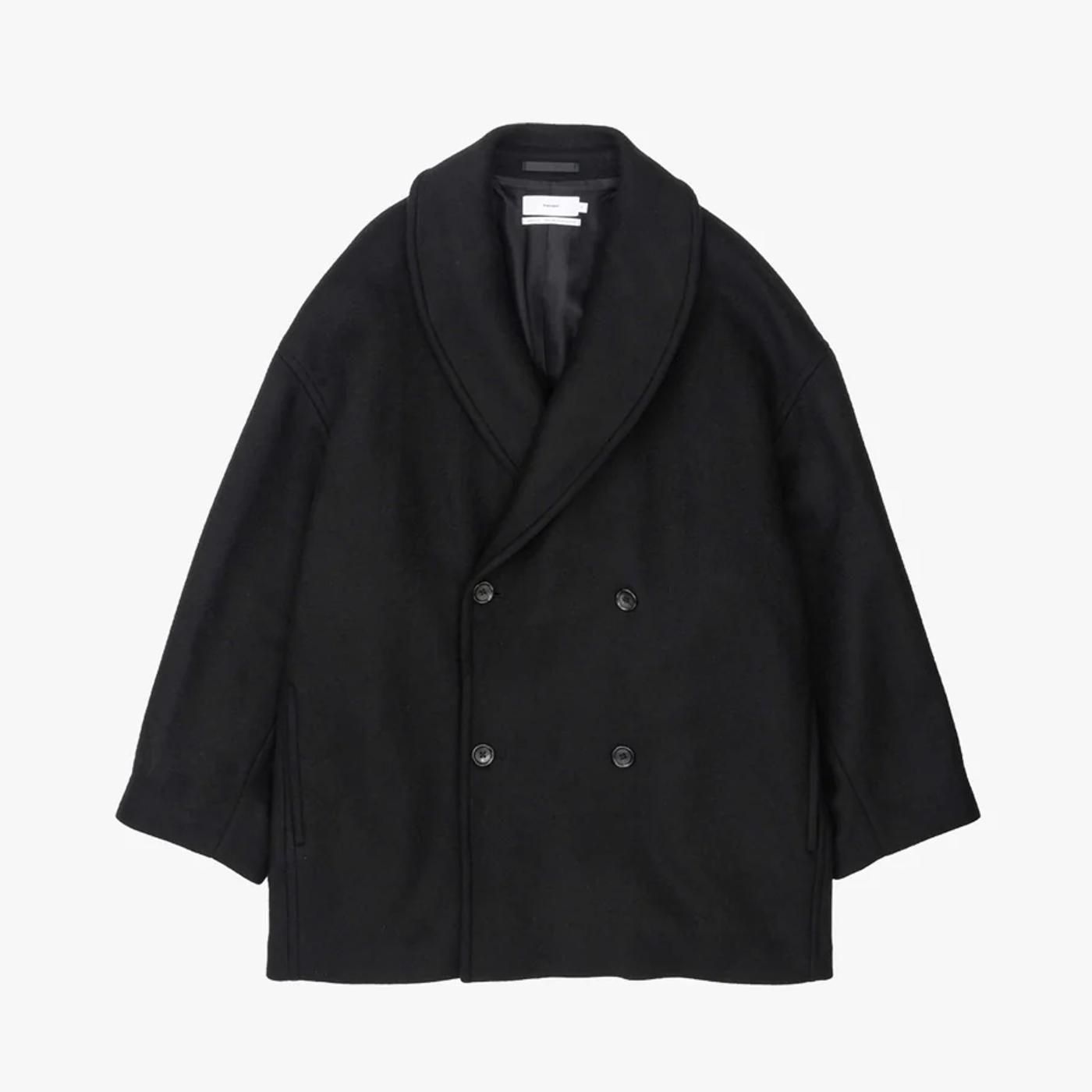 Graphpaper * GM253-10268B Light Melton Shawl Collar Coat * Black