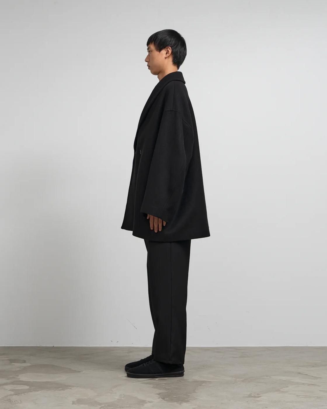 Graphpaper * GM253-10268B Light Melton Shawl Collar Coat * Black