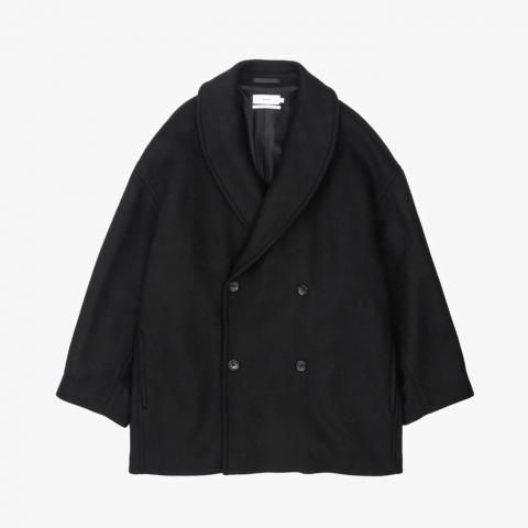 Graphpaper * GM253-10268B Light Melton Shawl Collar Coat * Black
