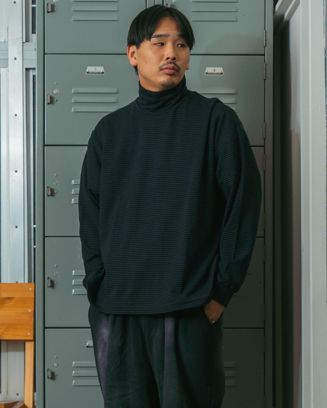 mocT * M39-330 LYOCELL STRETCH FLEECE BORDER MOCK-NECK PO(2Ÿ)
