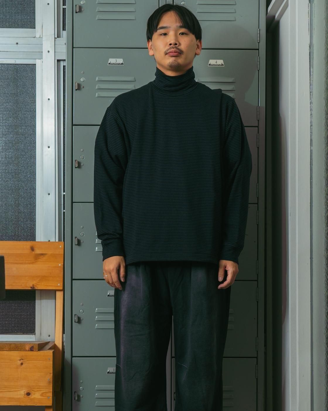 mocT * M39-330 LYOCELL STRETCH FLEECE BORDER MOCK-NECK PO(2Ÿ)