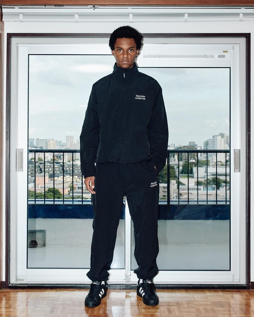 ANCHOR INC. * NYLON TRACK PANTS * Black | public