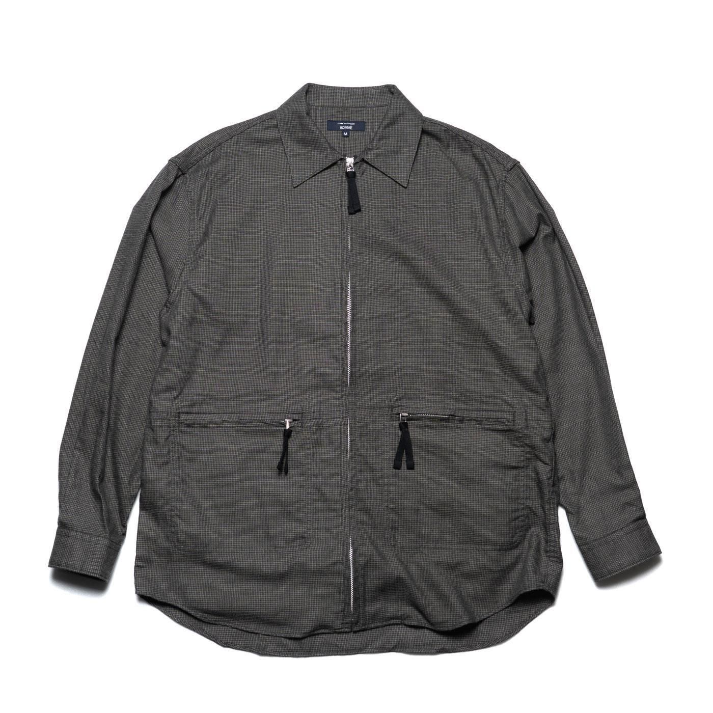 COMME des GARCONS HOMME * HP-B023 Cotton Flannel Check Zip Shirt * Grey