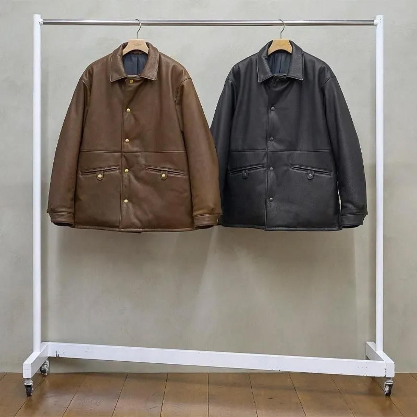 UNUSED * US2515 Leather Car Coat * Brown