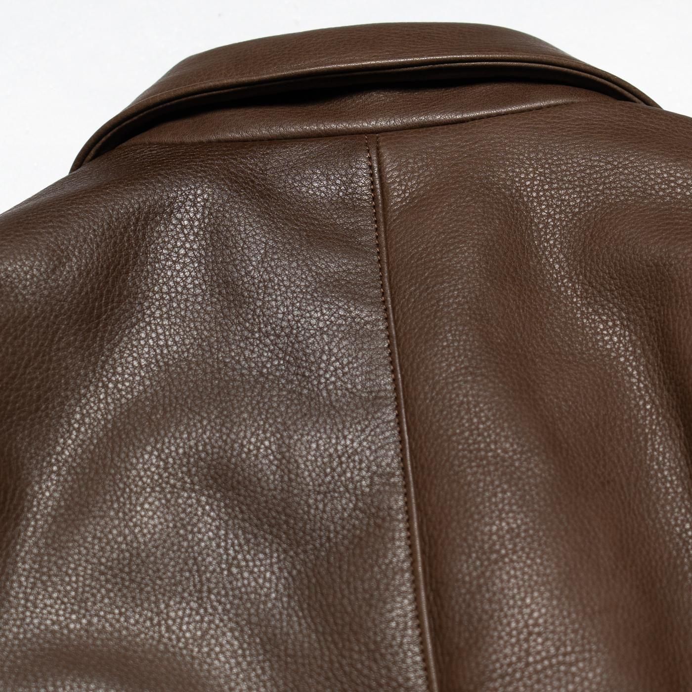 UNUSED * US2515 Leather Car Coat * Brown