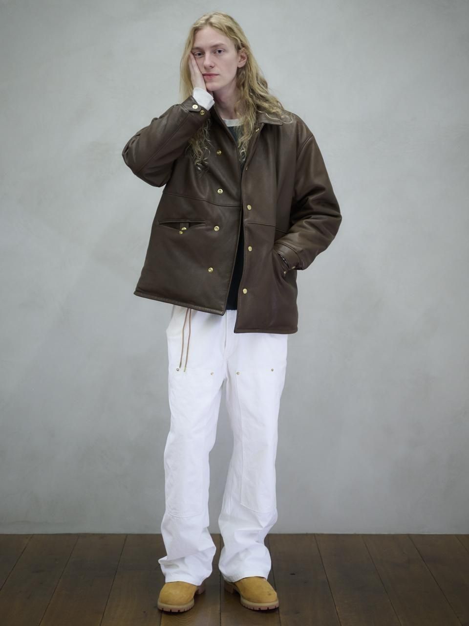 UNUSED * US2515 Leather Car Coat * Brown