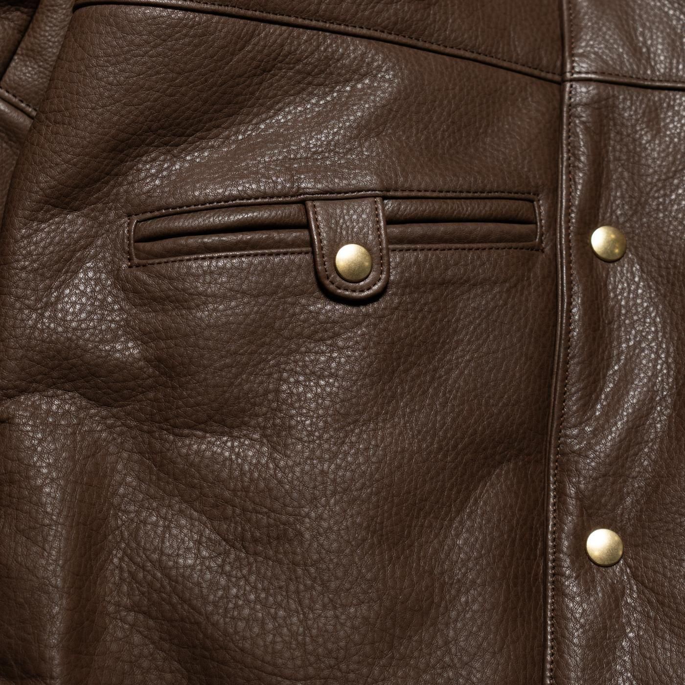 UNUSED * US2515 Leather Car Coat * Brown