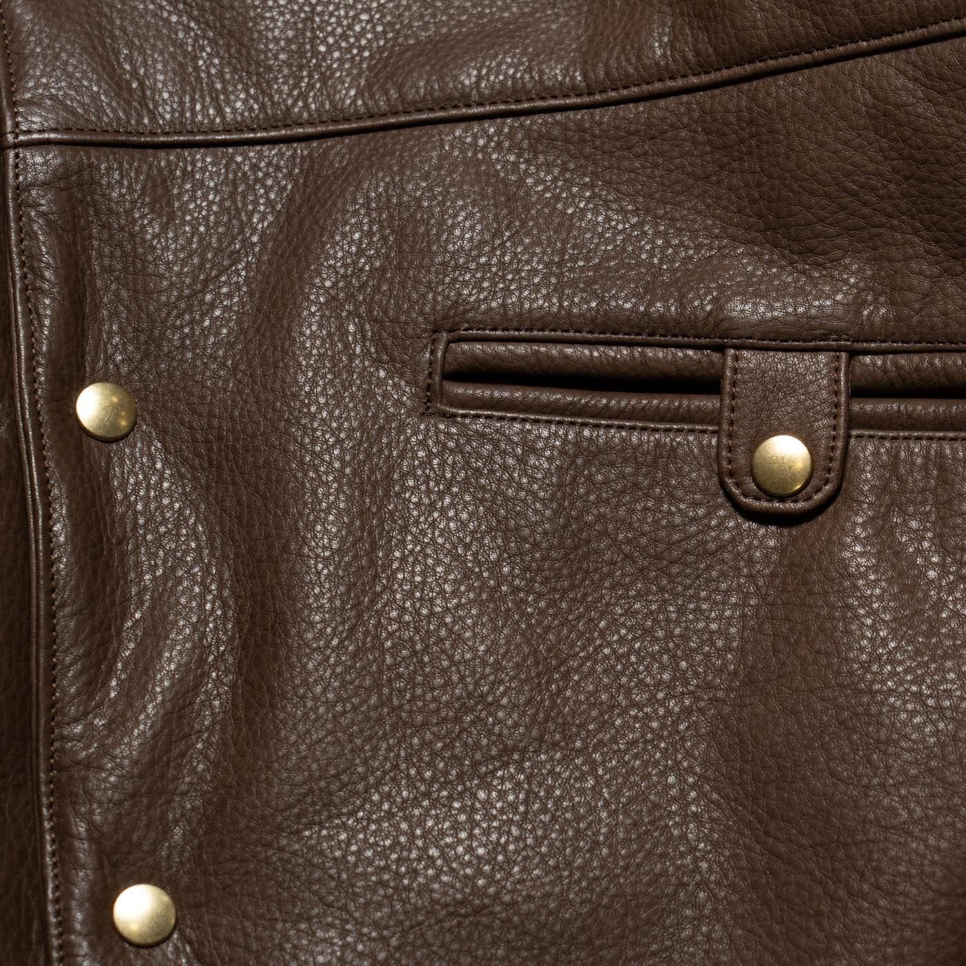 UNUSED * US2515 Leather Car Coat * Brown