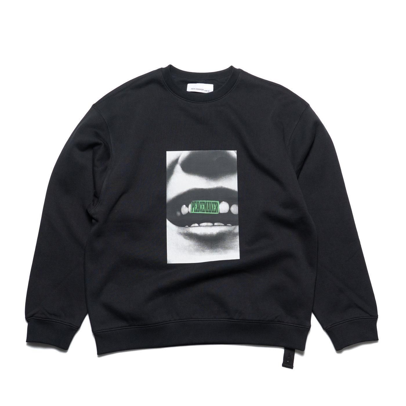 PEACEMAKER oamc * LOOSE FIT CREWNECK SMILE PRINT * Black