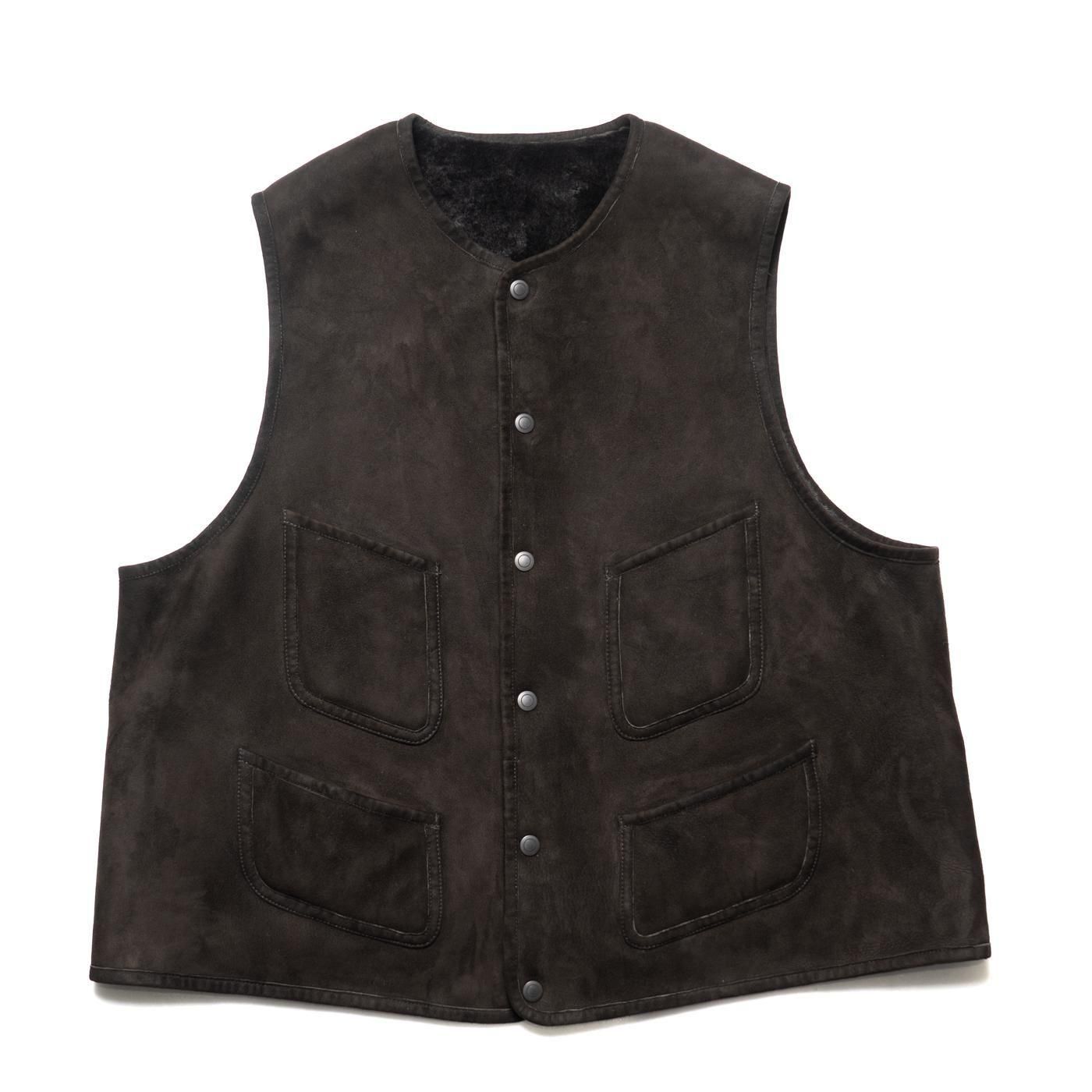 Unlikely * U25F-06-0002 Unlikely Shearling Work Vest * DarkBrown