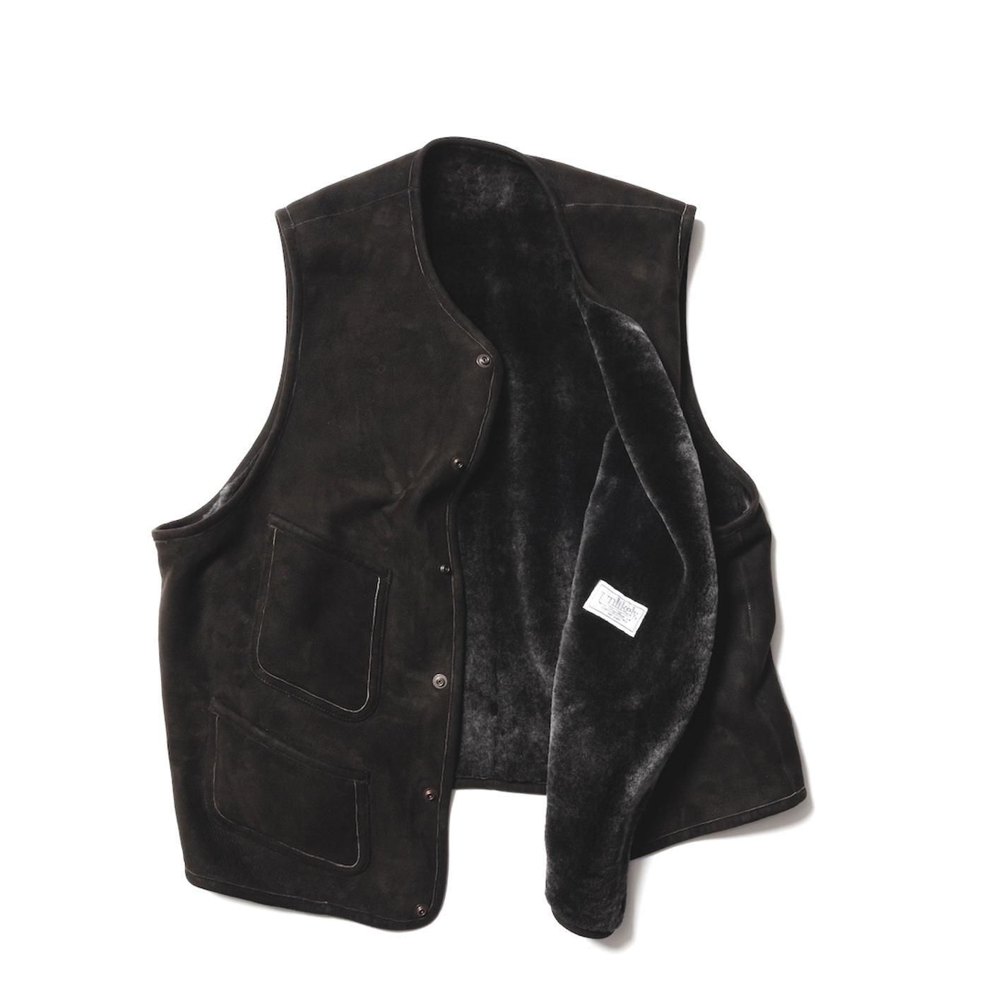 Unlikely * U25F-06-0002 Unlikely Shearling Work Vest * DarkBrown