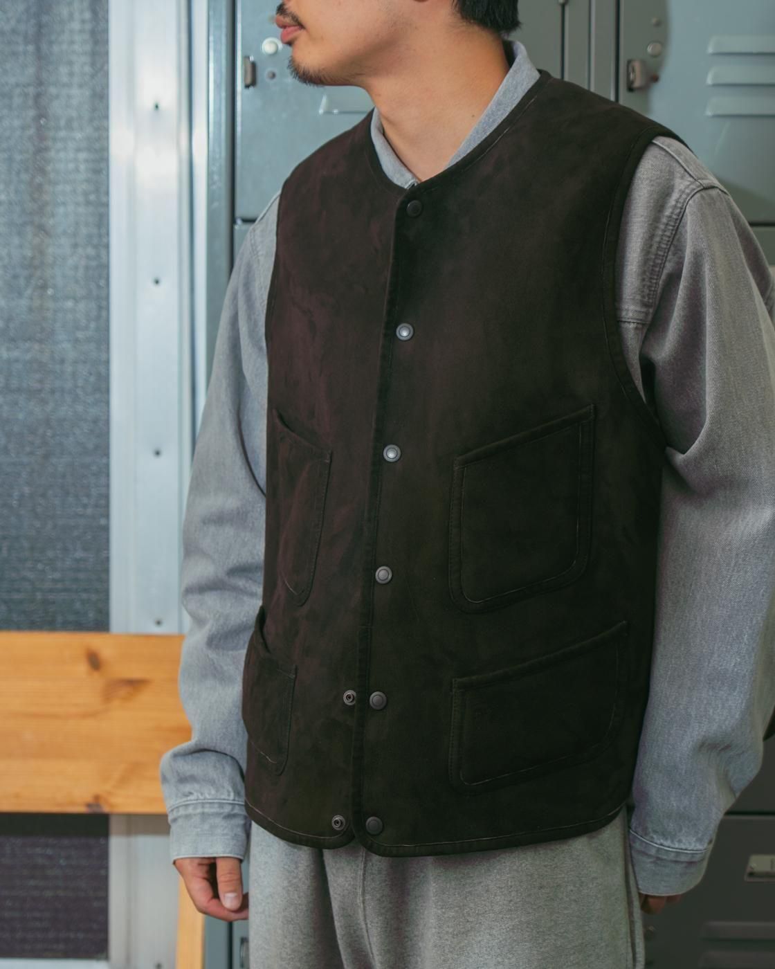 Unlikely * U25F-06-0002 Unlikely Shearling Work Vest * DarkBrown