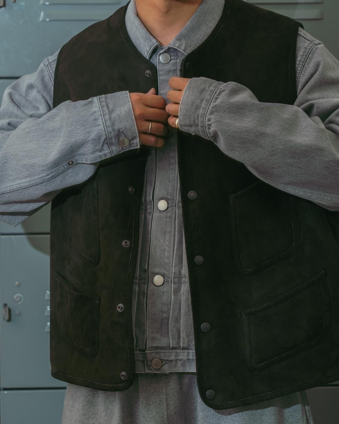 Unlikely * U25F-06-0002 Unlikely Shearling Work Vest * DarkBrown