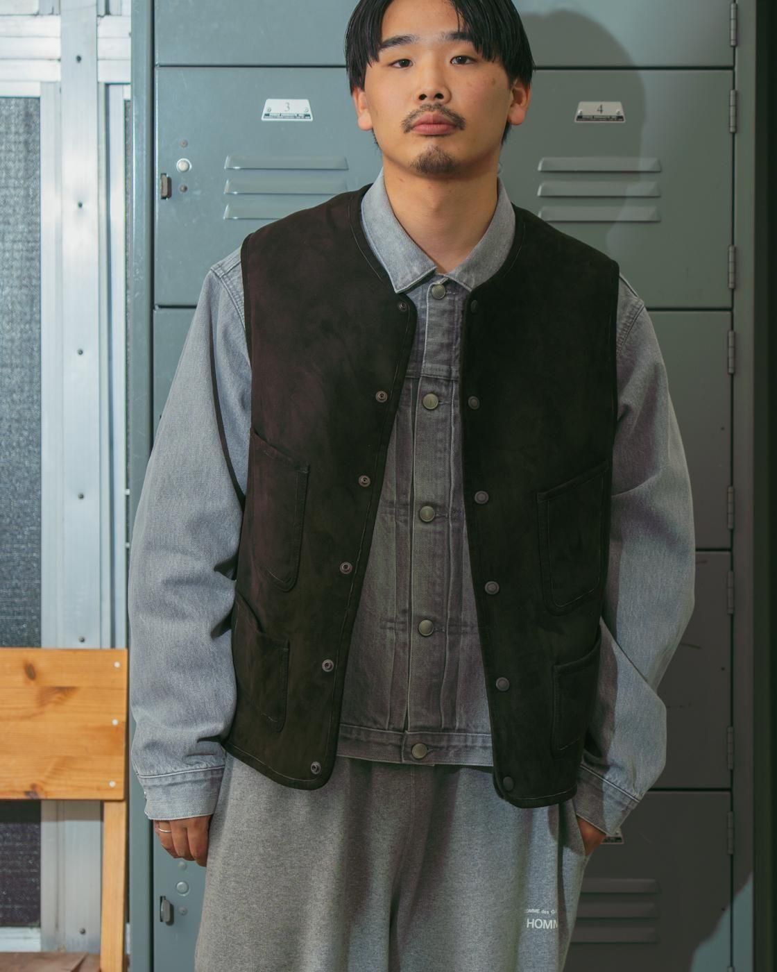 Unlikely * U25F-06-0002 Unlikely Shearling Work Vest * DarkBrown