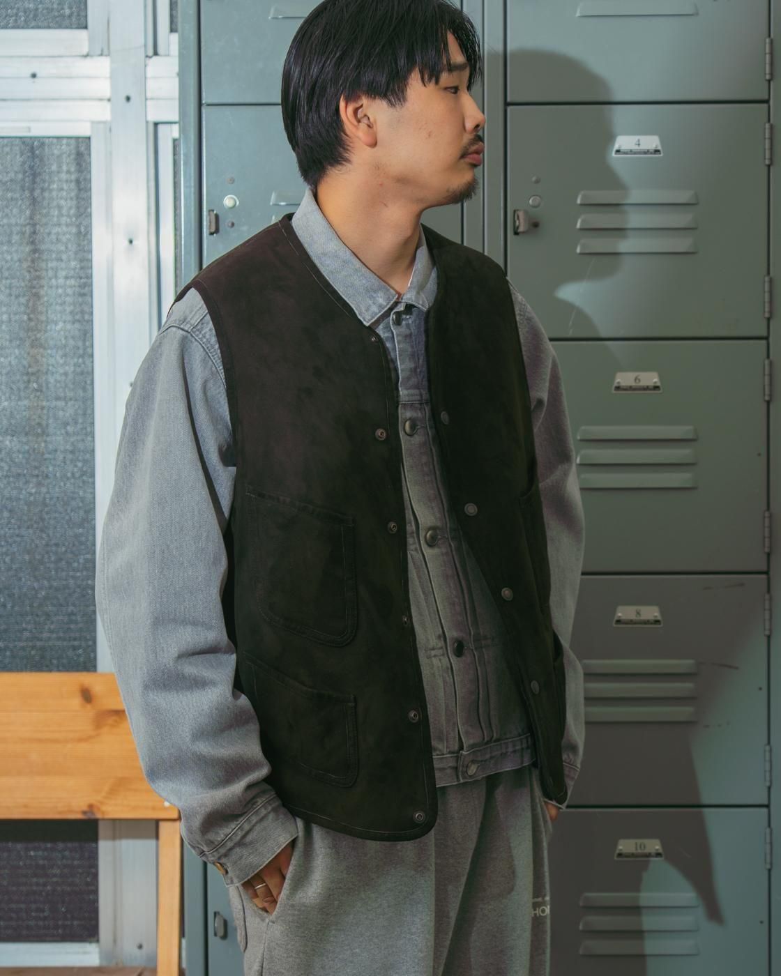 Unlikely * U25F-06-0002 Unlikely Shearling Work Vest * DarkBrown