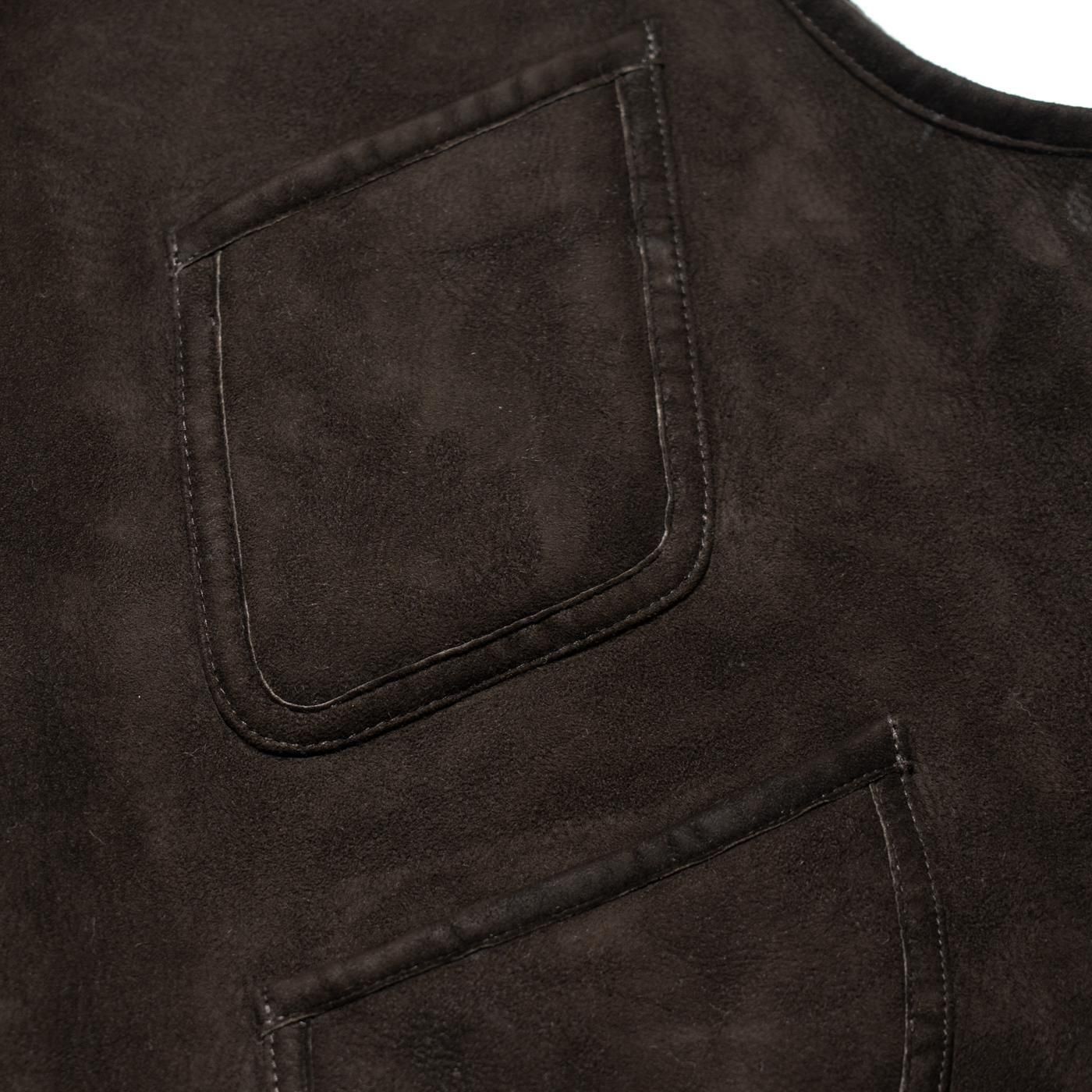 Unlikely * U25F-06-0002 Unlikely Shearling Work Vest * DarkBrown