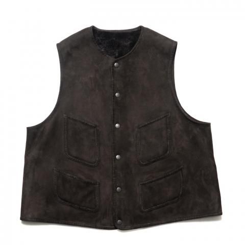 Unlikely * U25F-06-0002 Unlikely Shearling Work Vest * DarkBrown