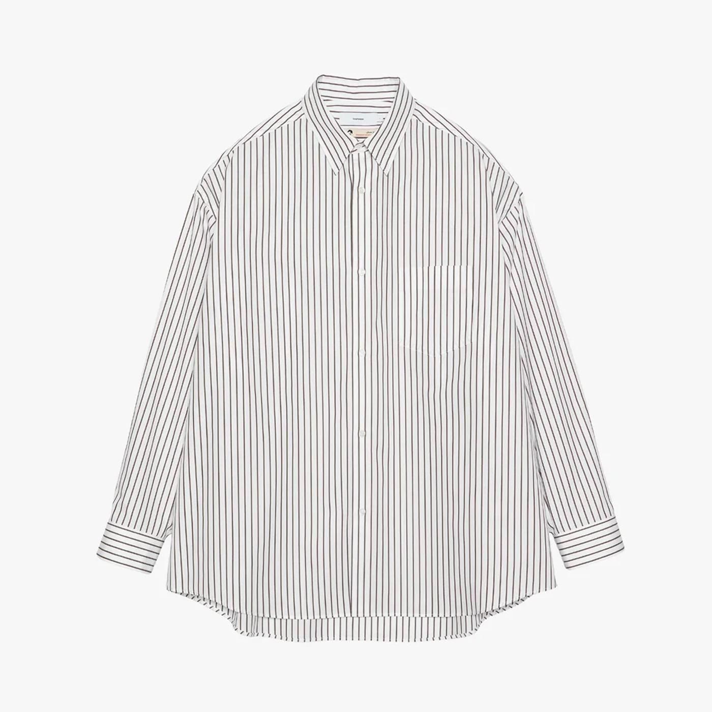 Graphpaper * GM254-50025STB SIDOGRAS Stripe L/S Oversized Regular Collar Shirt(2色展開)