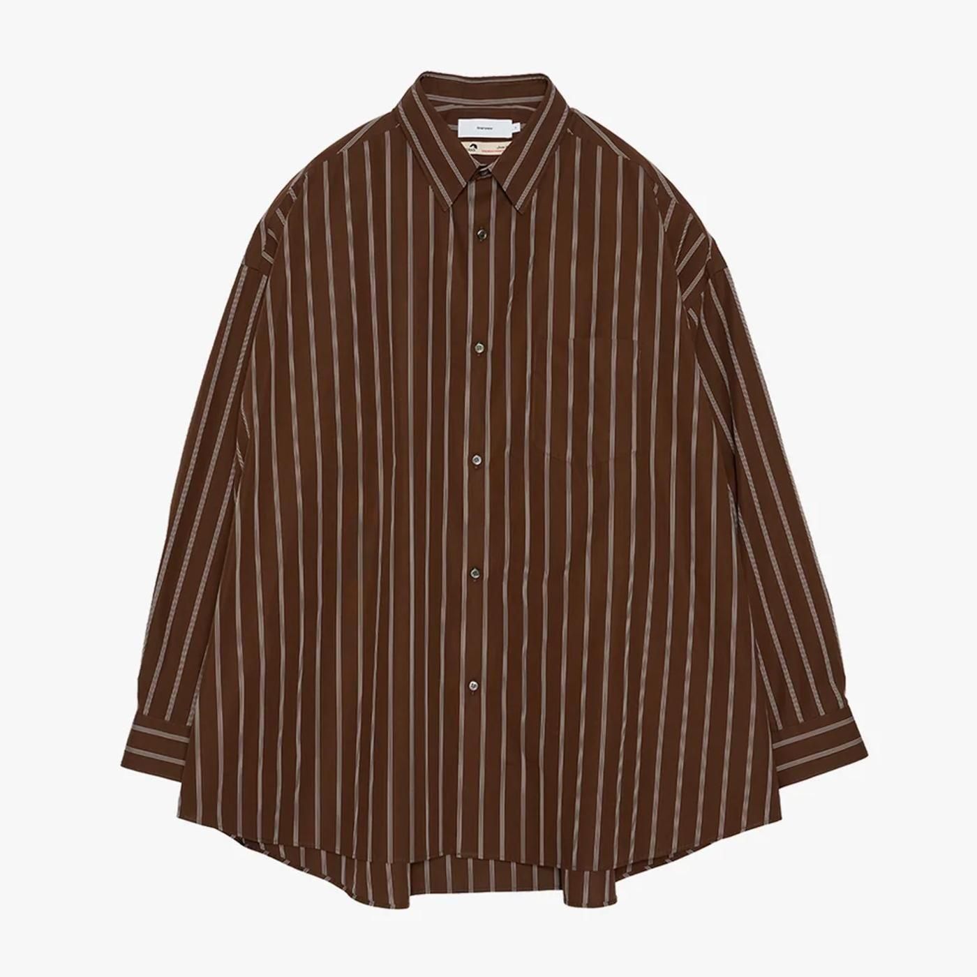 Graphpaper * GM254-50025STB SIDOGRAS Stripe L/S Oversized Regular Collar Shirt(2色展開)