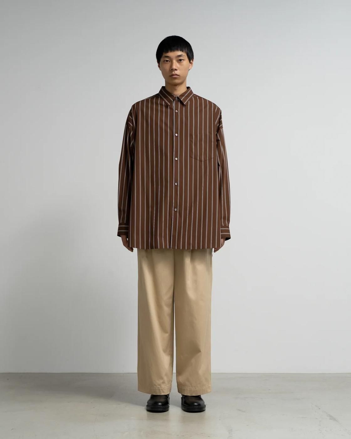 Graphpaper * GM254-50025STB SIDOGRAS Stripe L/S Oversized Regular Collar Shirt(2色展開)