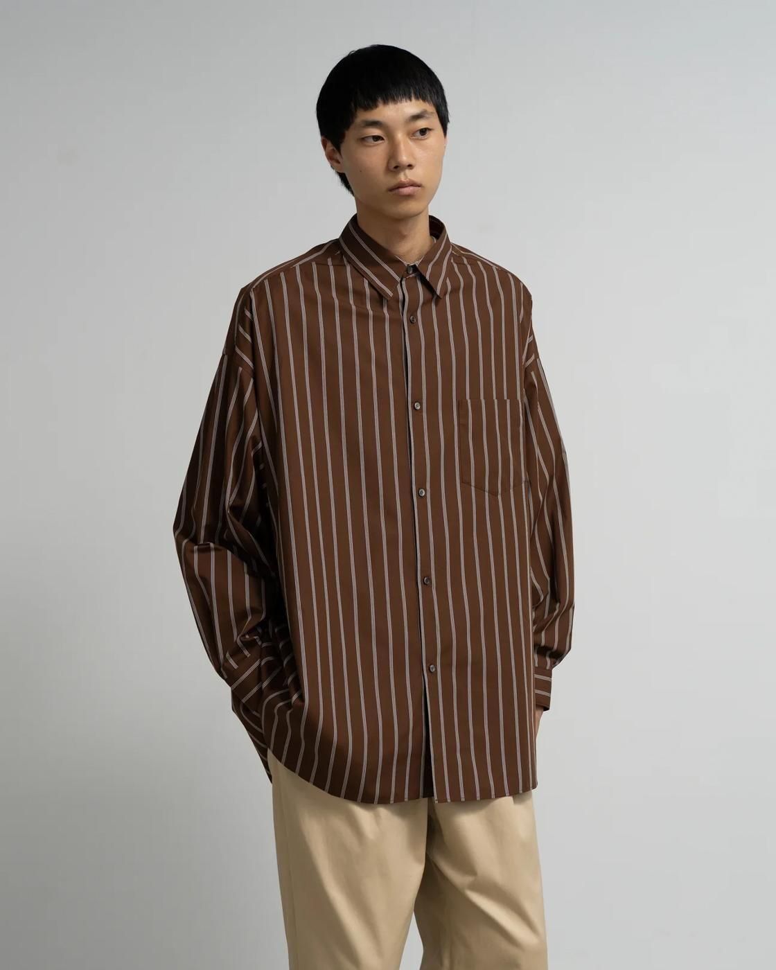 Graphpaper * GM254-50025STB SIDOGRAS Stripe L/S Oversized Regular Collar Shirt(2色展開)