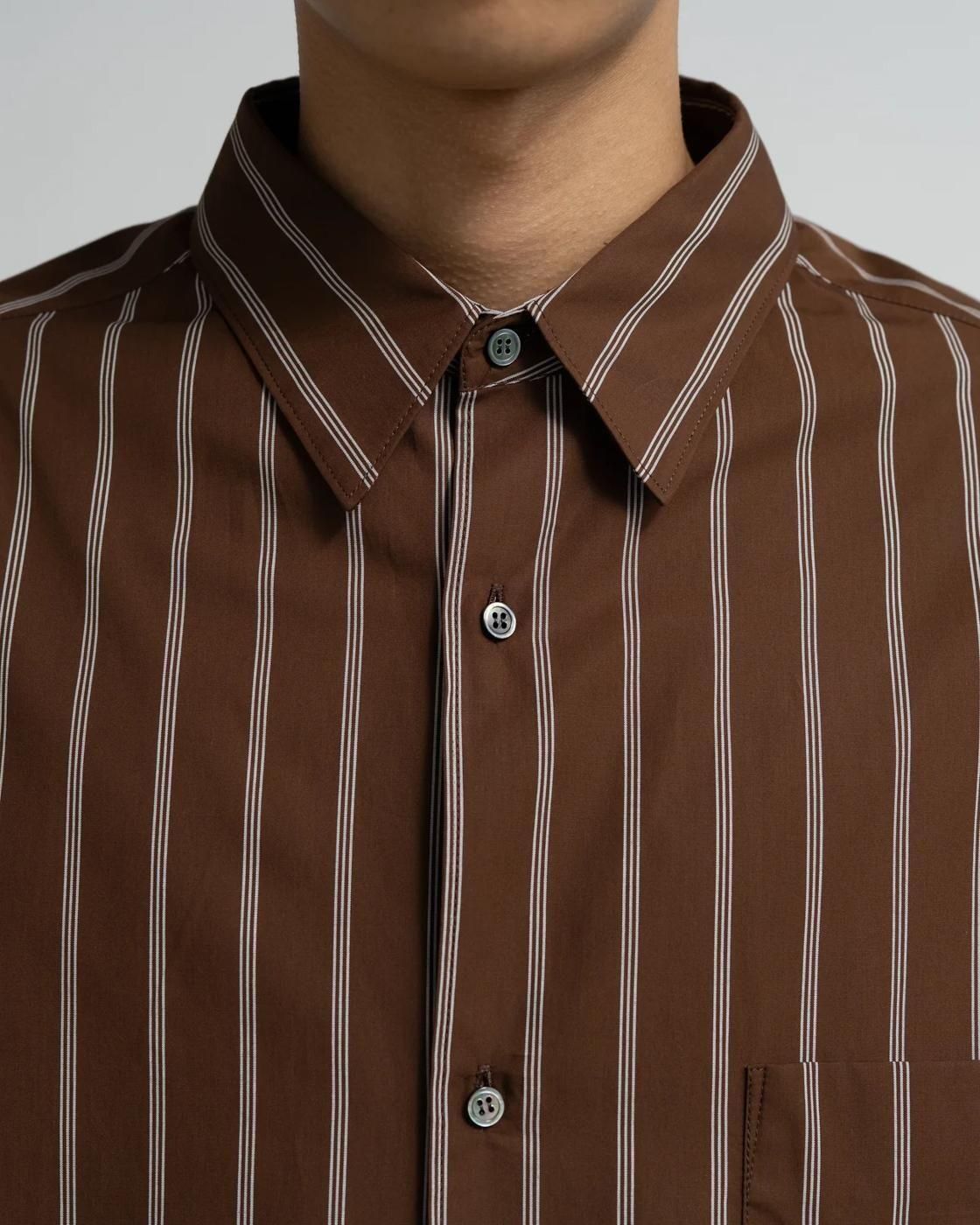 Graphpaper * GM254-50025STB SIDOGRAS Stripe L/S Oversized Regular Collar Shirt(2色展開)