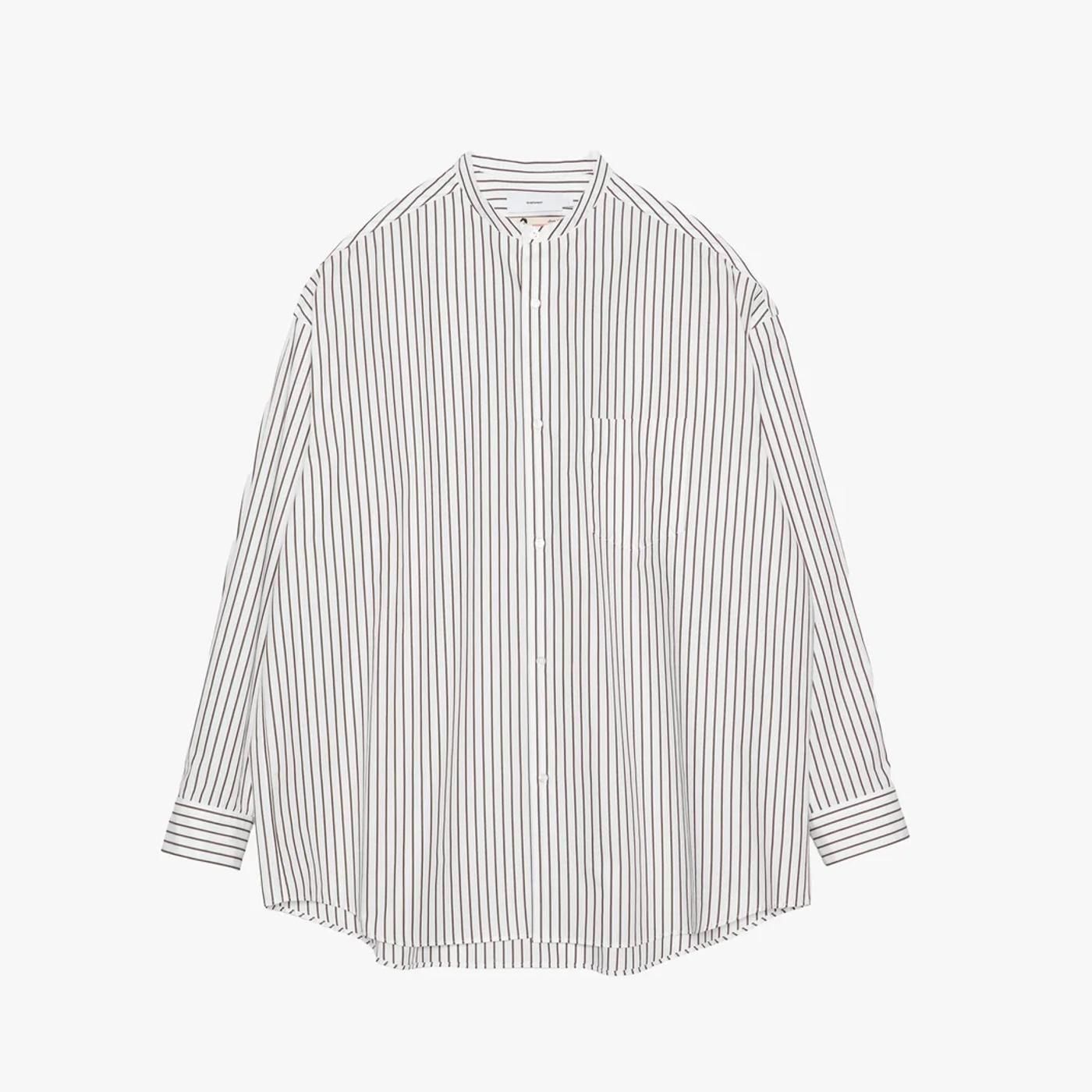 Graphpaper * GM254-50026STB SIDOGRAS Stripe L/S Oversized Band Collar Shirt(2色展開)