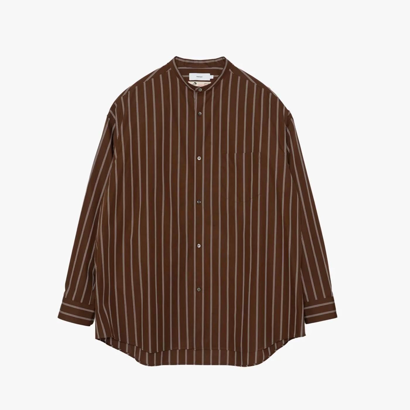 Graphpaper * GM254-50026STB SIDOGRAS Stripe L/S Oversized Band Collar Shirt(2色展開)