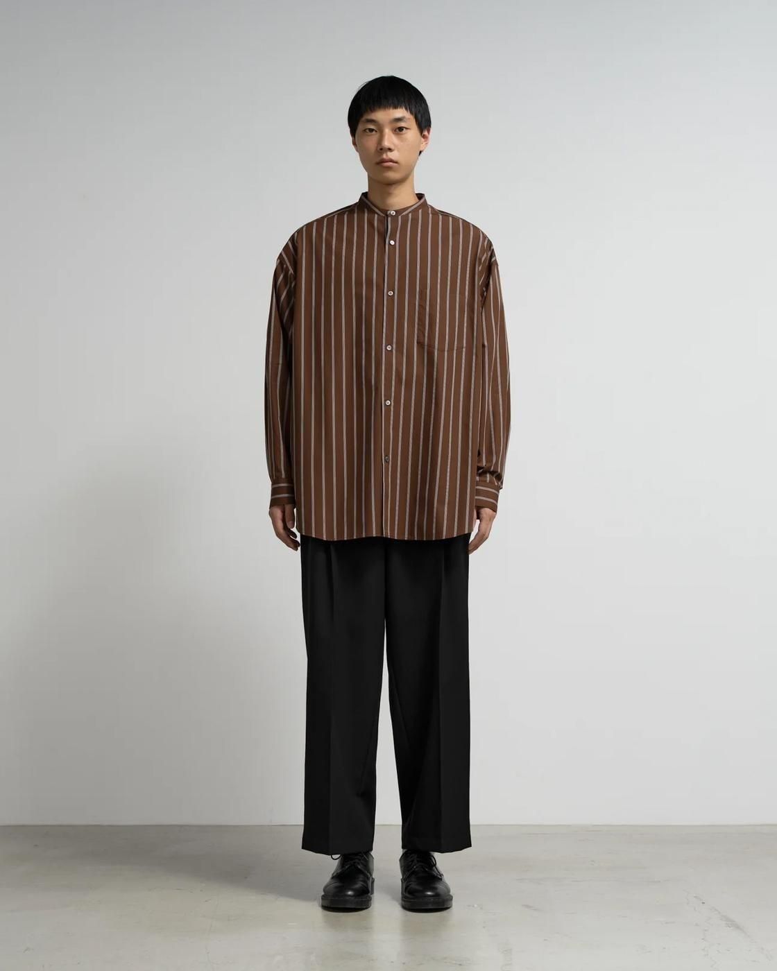 Graphpaper * GM254-50026STB SIDOGRAS Stripe L/S Oversized Band Collar Shirt(2色展開)