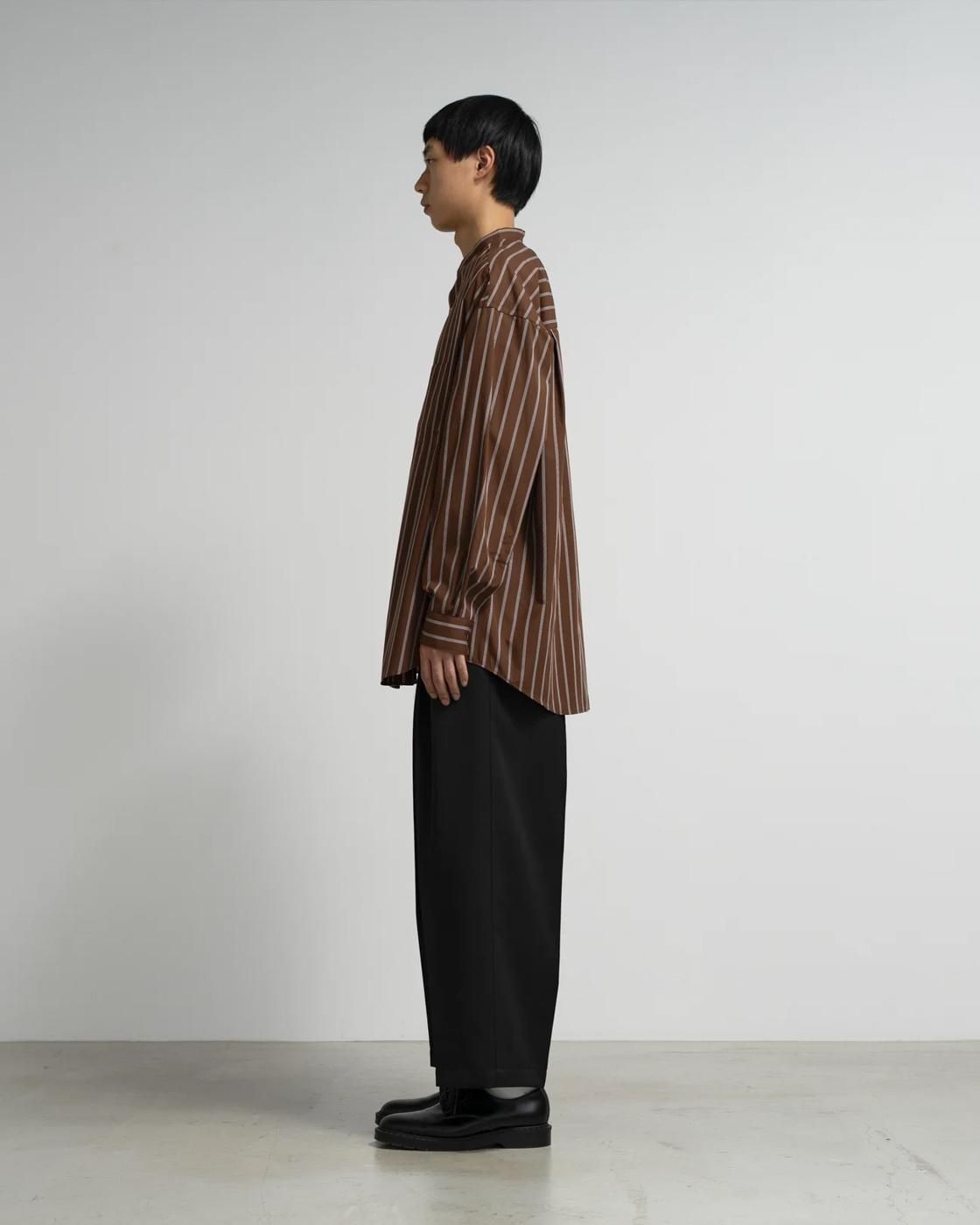 Graphpaper * GM254-50026STB SIDOGRAS Stripe L/S Oversized Band Collar Shirt(2色展開)
