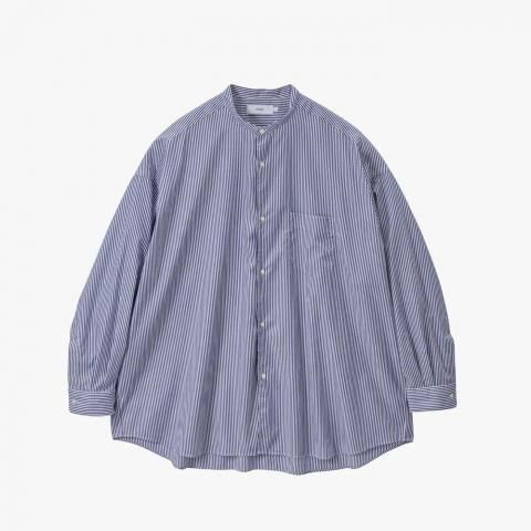 Graphpaper * GM254-50023STB Broad Stripe L/S Oversized Band Collar Shirt * BlueStripe