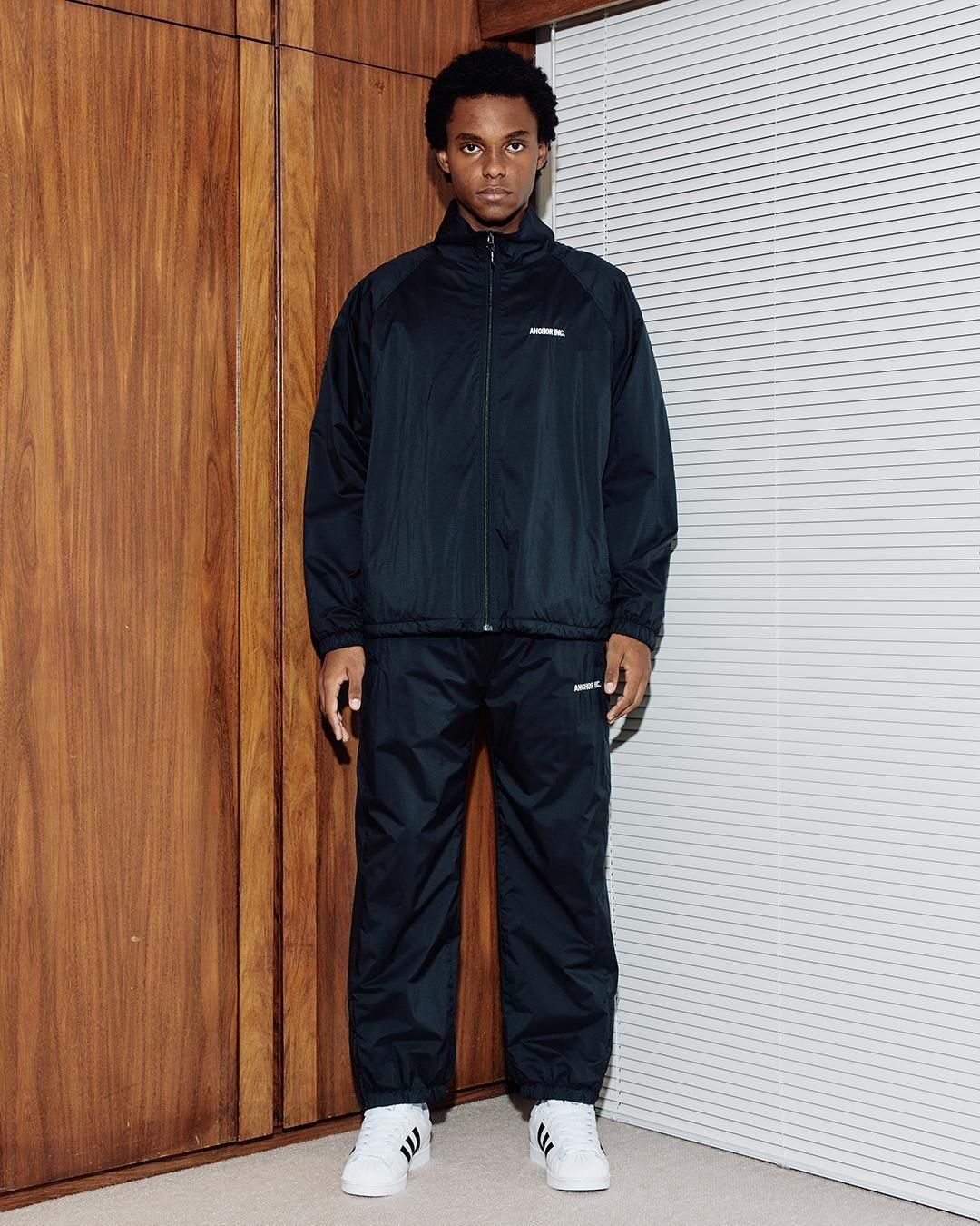 ANCHOR INC. * BOLD LOGO RIPSTOP TRACK JACKET * Black | public