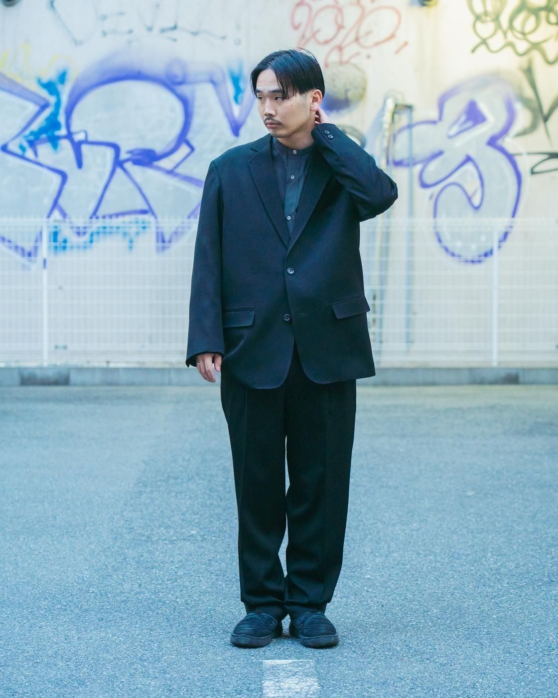 Graphpaper * GM261-40213B Wool Doeskin Wide Tapered Slacks * Black