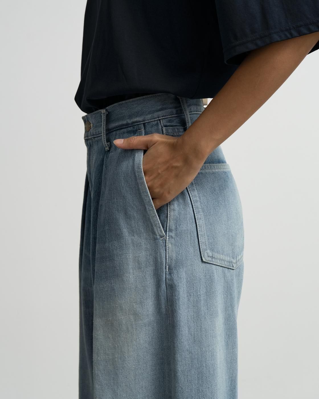Graphpaper * Selvage Denim Two Tuck Wide Pants LIGHT FADE (2色展開