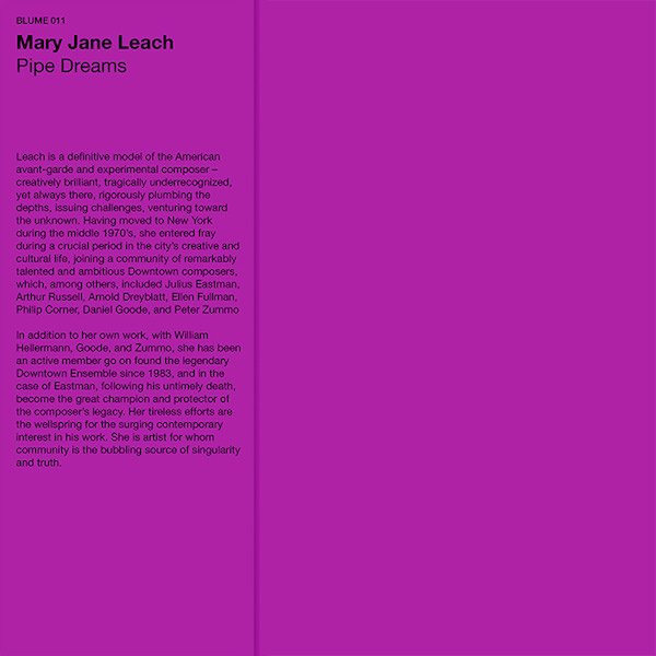 MARY JANE LEACH / Pipe Dreams (LP) Cover